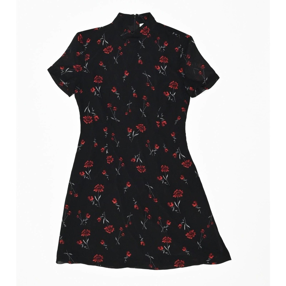 BB Dakota Black and Red Floral Mini Dress